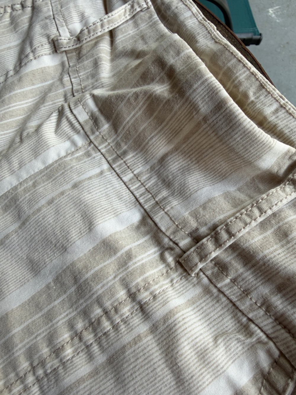 Soho Apparel Cream and Tan Striped Capris - Picture 5 of 8